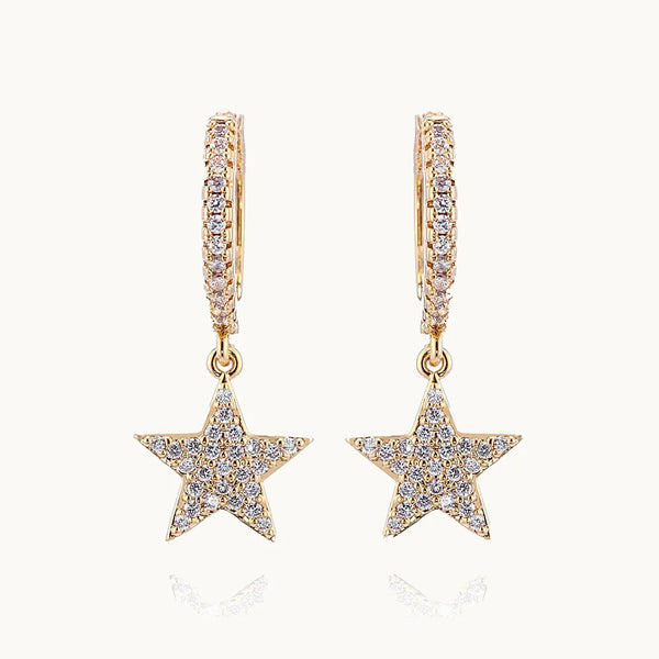 Boucle d'oreille anneau étoile pendante strass - Femme