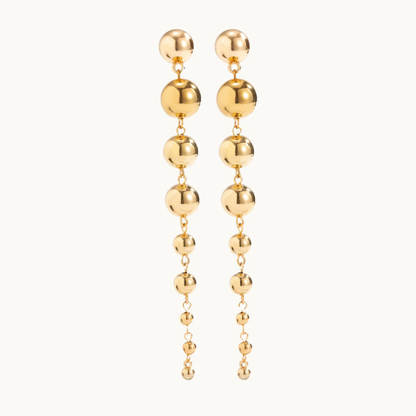 Boucle d'oreille pendante perles effet métal - Femme