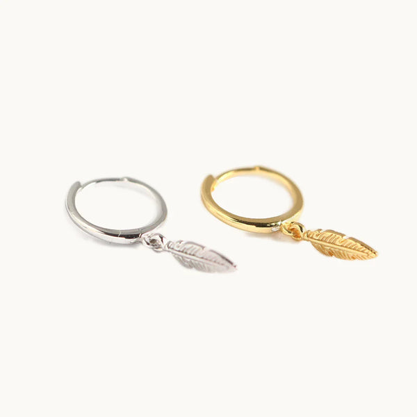 Boucle d'oreille pendante anneau plume - Femme - Argent 925