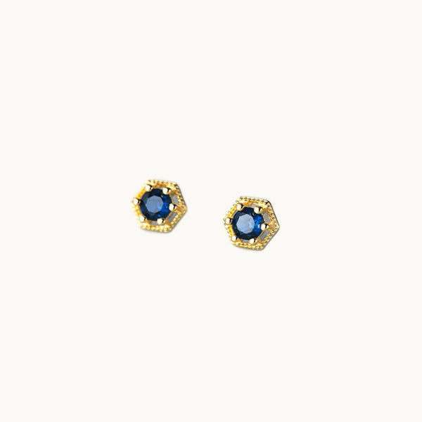 Boucle d'oreille ronde saphir rétro - Femme - Argent 925