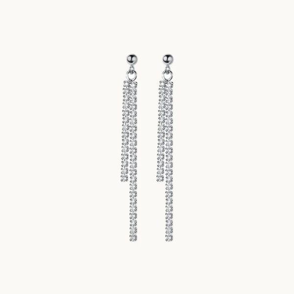 Boucle d'oreille pendante diamants - Femme - Argent 925