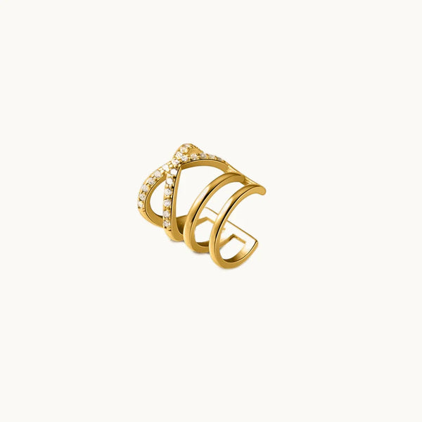 Boucle d'oreille sans trou cartilage croix strass anneaux - Femme - Argent 925
