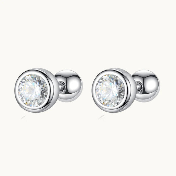 Boucle d'oreille ronde diamant - Femme - Argent 925