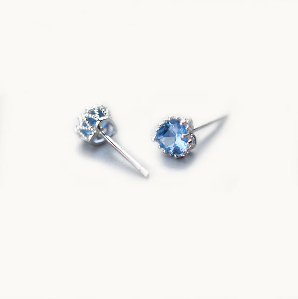 Boucle d'oreille diamant bleu saphir coeur - Femme - Argent 925