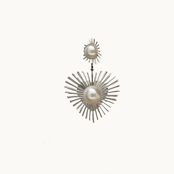 Boucle d'oreille pendante perles coeur - Femme