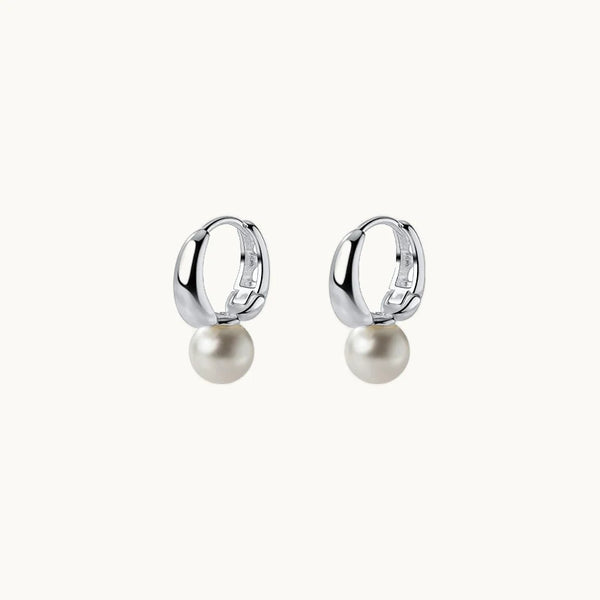 Boucle d'oreille anneau perle - Femme - Argent 925