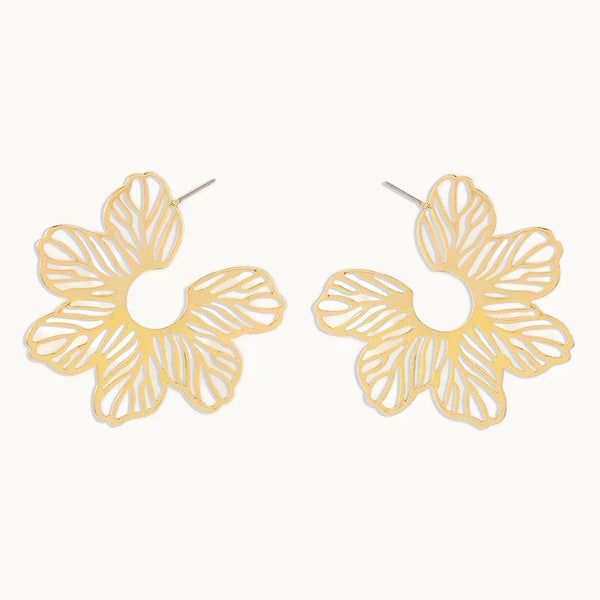 Boucle d'oreille créole fleur ajourée - Femme