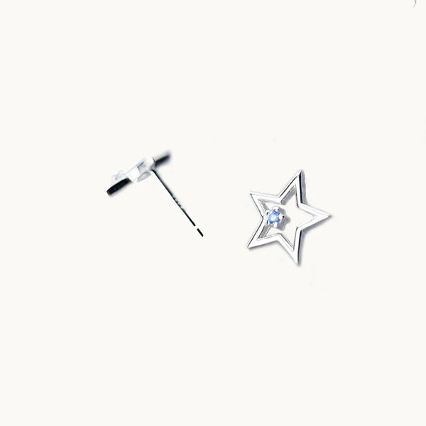 Boucle d'oreille étoile petit strass - Femme - Argent 925