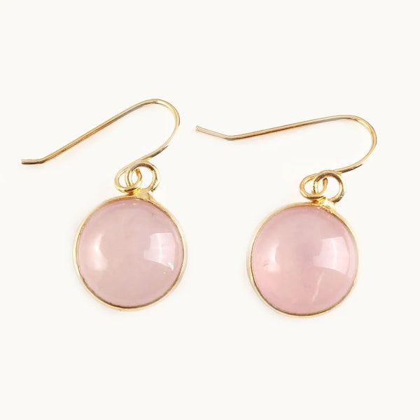 Boucle d'oreille pendante pierre naturelle ronde - Femme