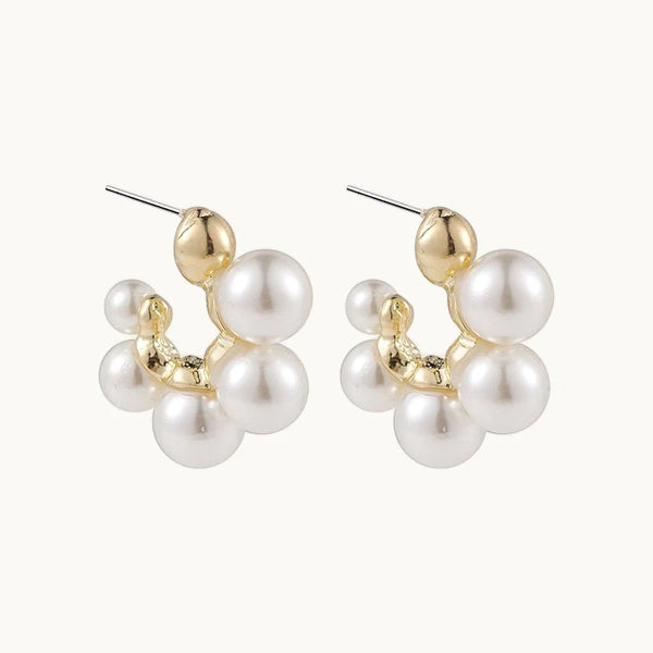 Boucle d'oreille créole doré perles - Femme
