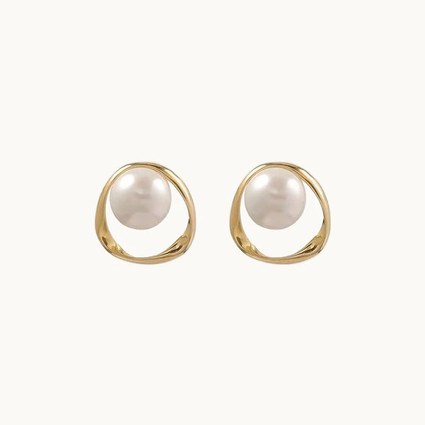 Boucle d'oreille perle anneau irrégulier - Femme