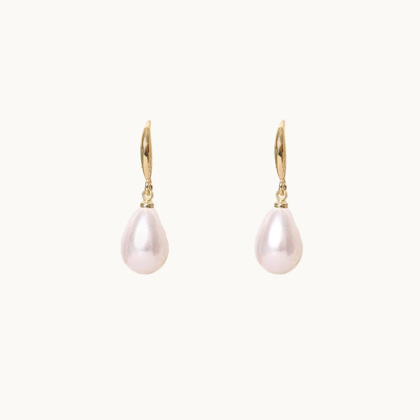 Boucle d'oreille pendante perle ovale - Femme