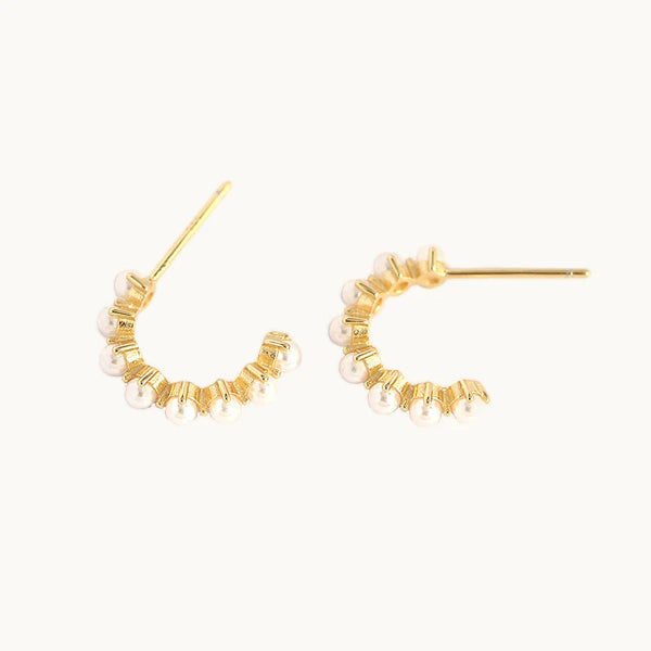 Boucle d'oreille créole perles - Femme - Argent 925
