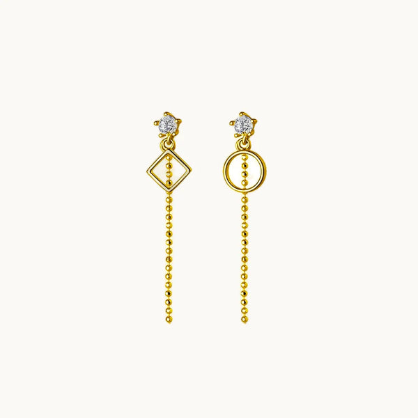 Boucle d'oreille diamant chaîne pendante forme dépareillée - Femme - Argent 925