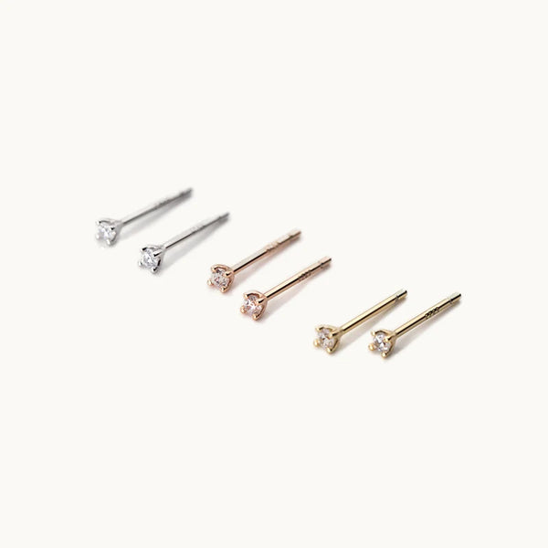 Boucle d'oreille minimaliste petit diamant - Femme - Argent 925