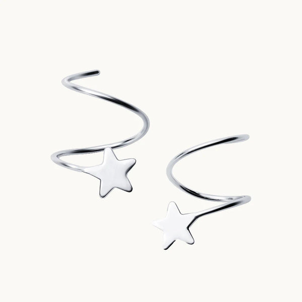 Boucle d'oreille grimpante spirale étoile - Femme - Argent 925