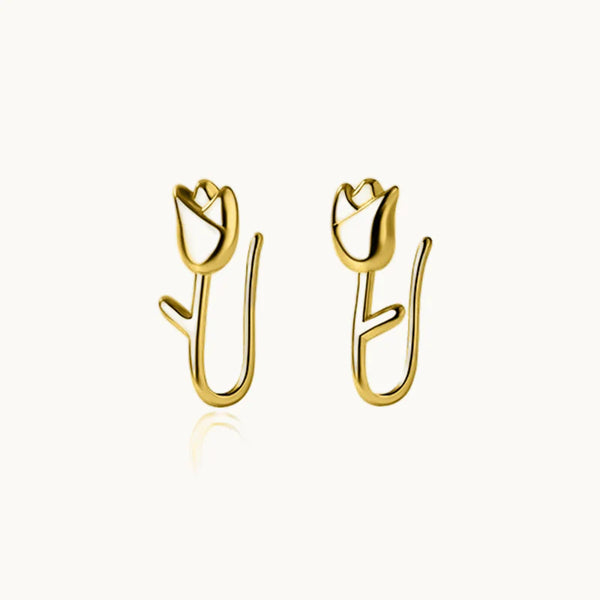 Boucle d'oreille fleur tulipe grimpante - Femme - Argent 925