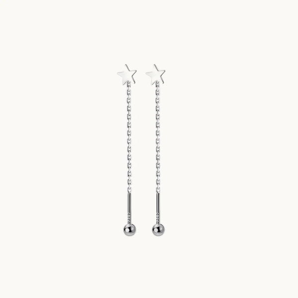 Boucle d'oreille étoile chaîne pendante - Femme - Argent 925