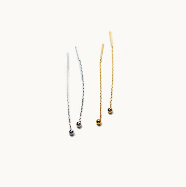 Boucle d'oreille pendante longue chaîne - Femme - Argent 925