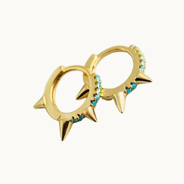 Boucle d'oreille anneau pierres turquoises piques - Femme - Argent 925
