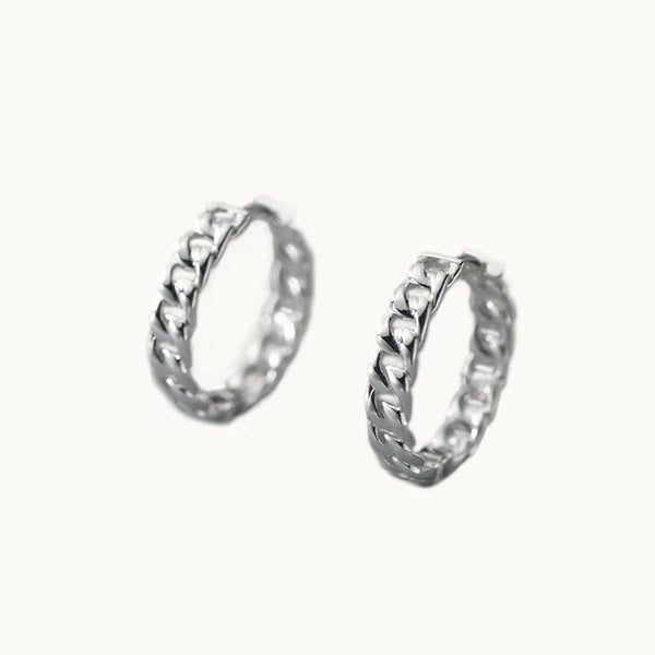 Boucle d'oreille créole maillons chaîne - Femme - Argent 925