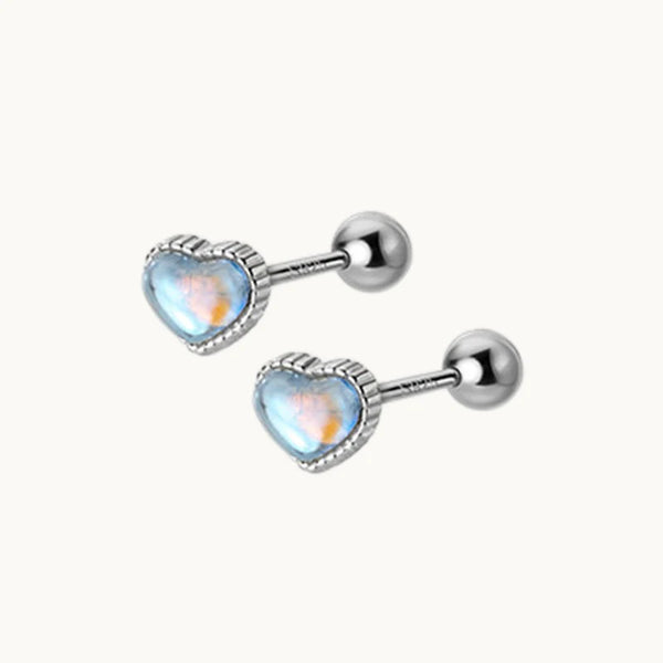 Boucle d'oreille coeur strass barre - Femme - Argent 925