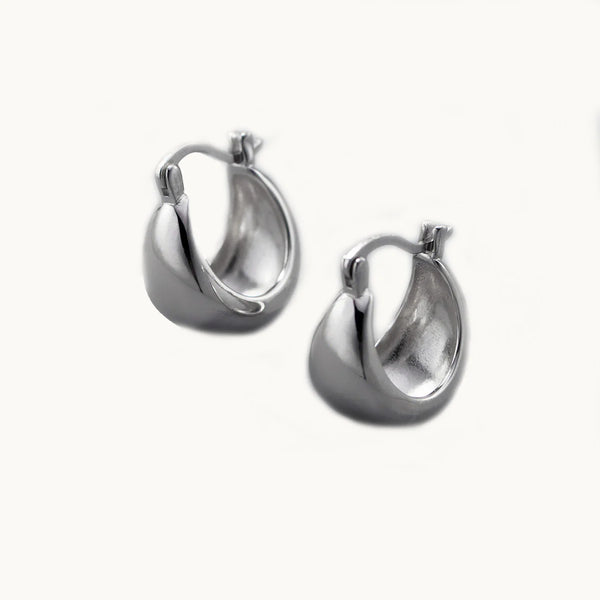 Boucle d'oreille anneau large épais - Femme - Argent 925