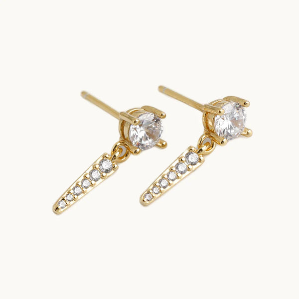 Boucle d'oreille pendante diamant pointe - Femme - Argent 925