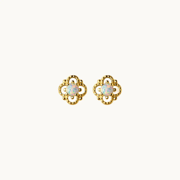 Boucle d'oreille floral strass - Femme - Argent 925 plaqué or