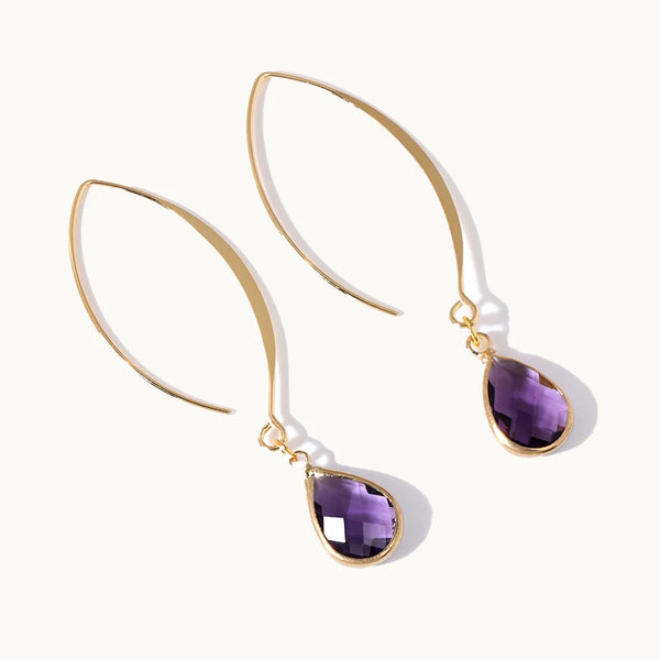 Boucle d'oreille pendante ovale pierre naturelle goutte - Femme