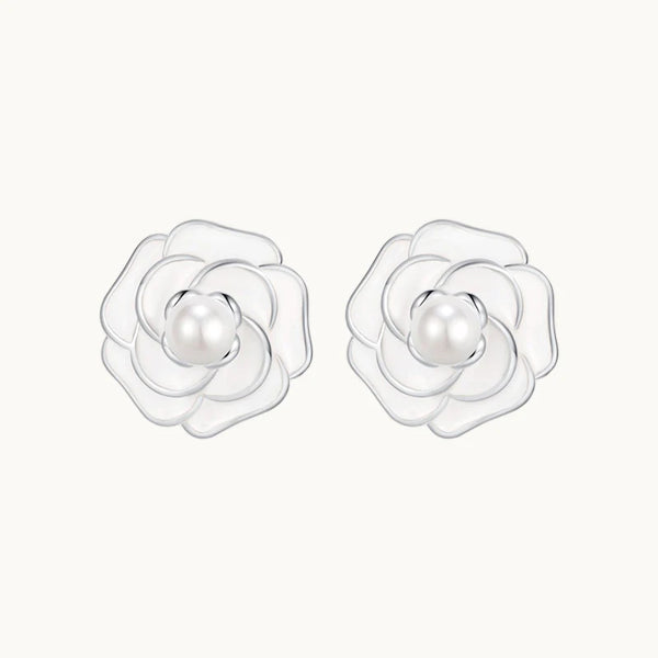 Boucle d'oreille rose perle fleur - Femme - Argent 925