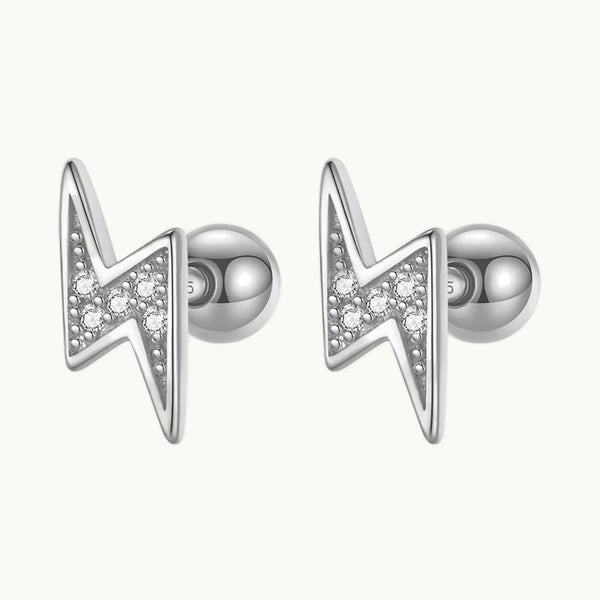 Boucle d'oreille éclair strass - Femme - Argent 925
