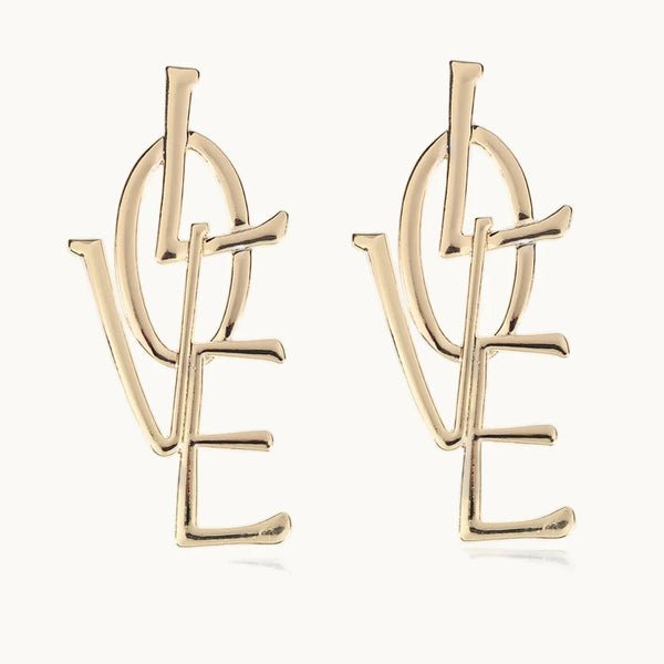 Boucle d'oreille longue oversize love - Femme