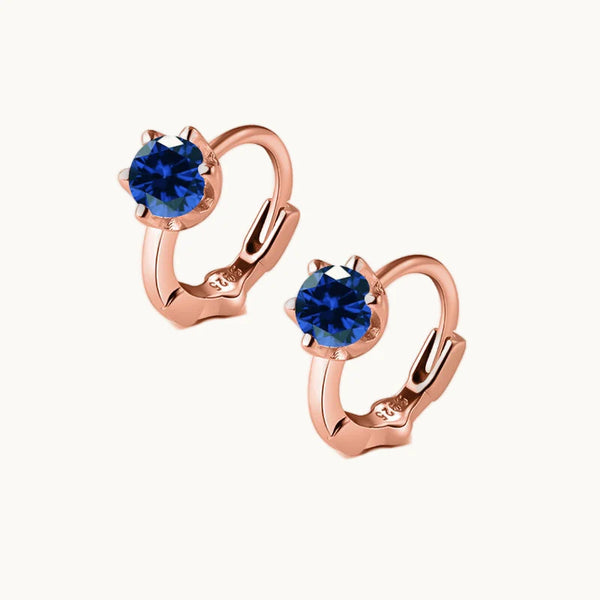 Boucle d'oreille anneau diamant rond coloré - Femme - Argent 925