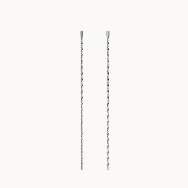 Boucle d'oreille chaîne brillante longue - Femme - Argent 925