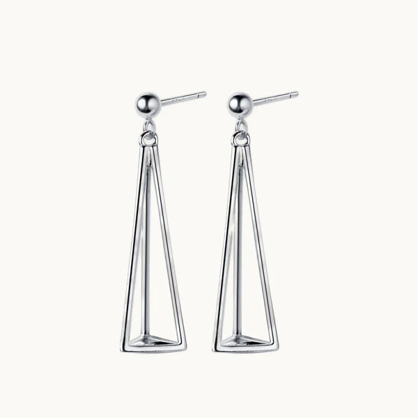 Boucle d'oreille longue pendante triangle relief - Femme - Argent 925