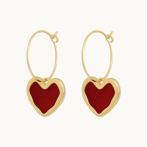 Boucle d'oreille créole cœur suspendu - Femme