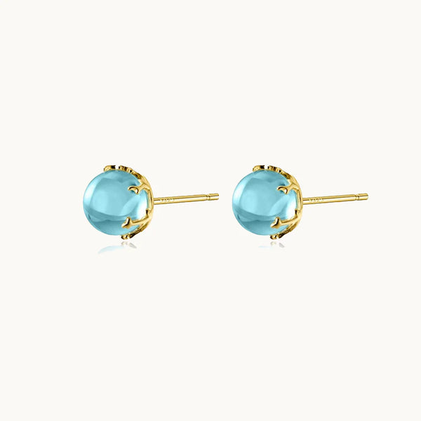 Boucle d'oreille ronde pierre bleue - Femme - Argent 925