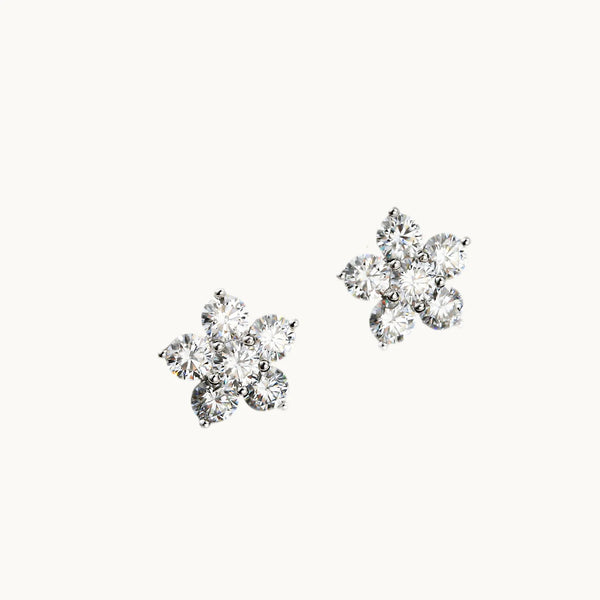 Boucle d'oreille fleur diamant moissanite - Femme - Or