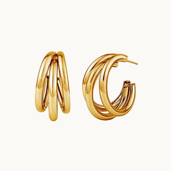 Boucle d'oreille créole triple anneau - Femme - Acier inoxydable