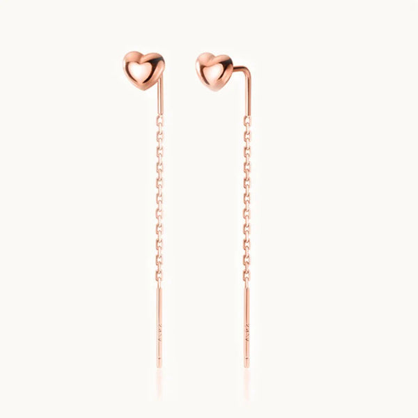 Boucle d'oreille coeur pendante chaîne - Femme - Argent 925