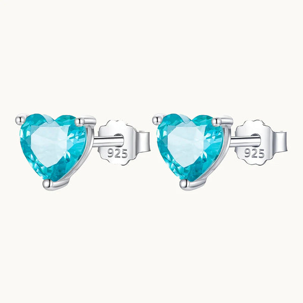 Boucle d'oreille coeur diamant coloré - Femme - Argent 925
