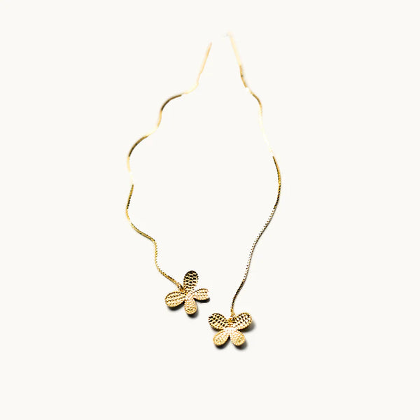 Boucle d'oreille pendante longue chaîne papillon - Femme - Argent 925 plaqué or