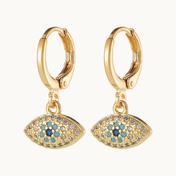 Boucle d'oreille anneau oeil pendant strass - Femme