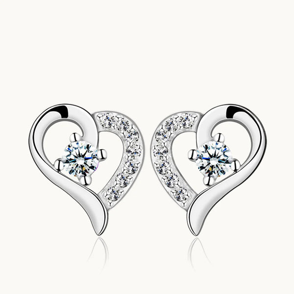 Boucle d'oreille coeur strass diamant - Femme - Argent
