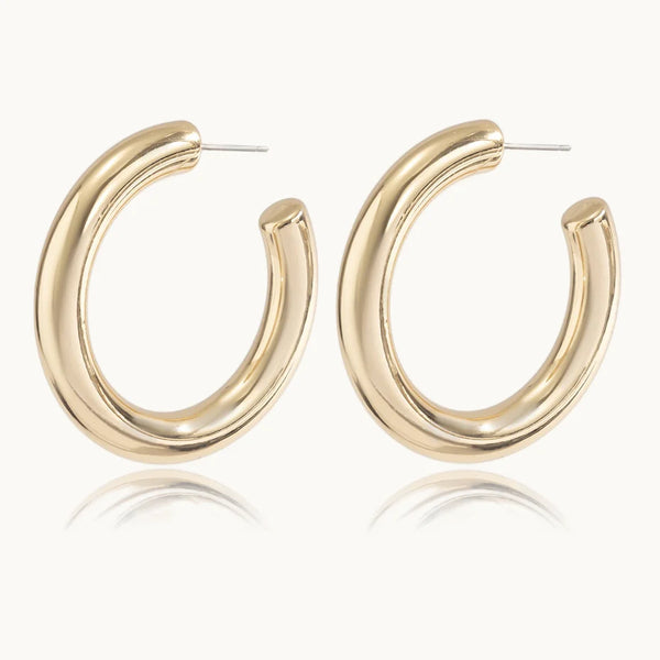 Boucle d'oreille créole épaisse ronde - Femme