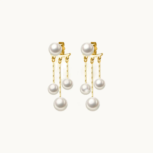 Boucle d'oreille pendante perles - Femme - Argent 925