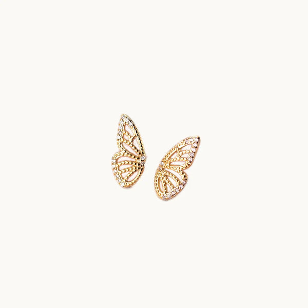 Boucle d'oreille papillon profil strass - Femme - Argent 925