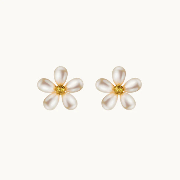 Boucle d'oreille fleur perles - Femme - Argent 925