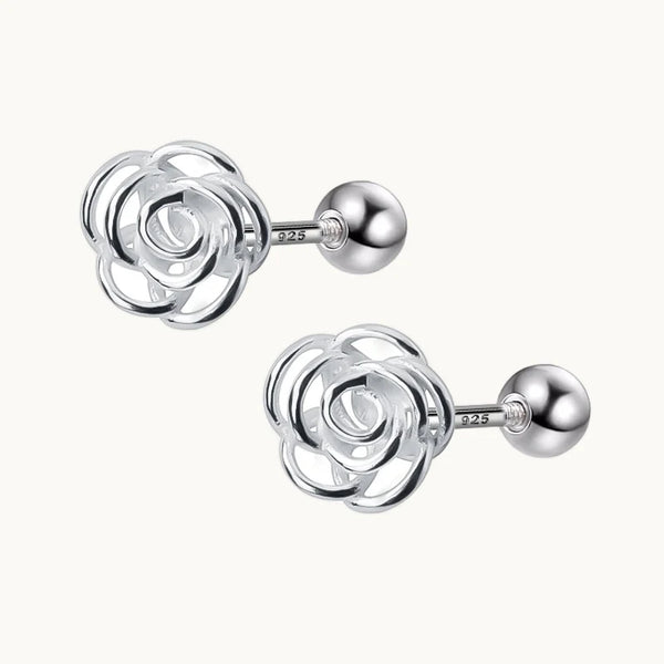 Boucle d'oreille fleur rose - Femme - Argent 925